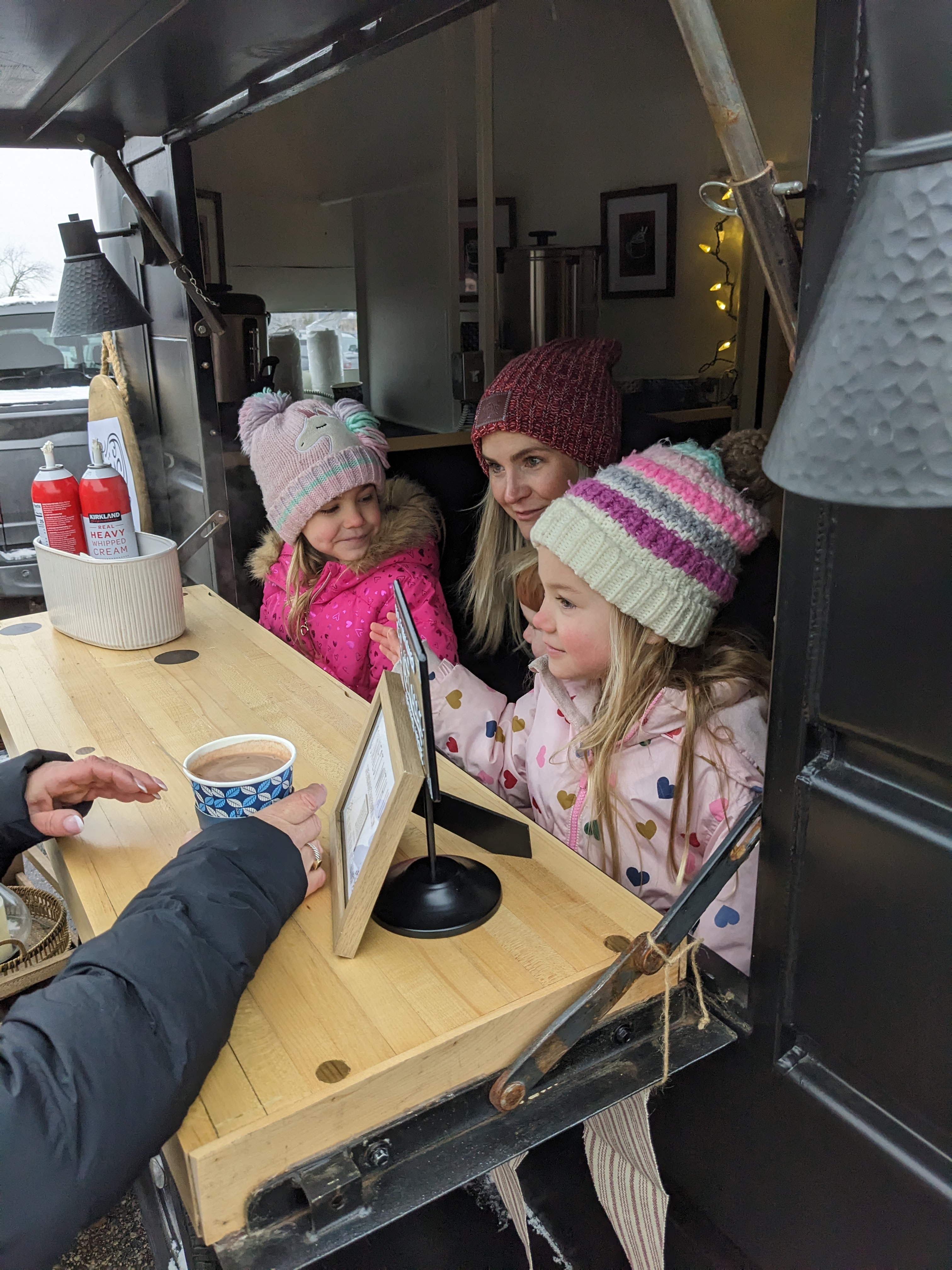 Inside the trailer — counter and service window